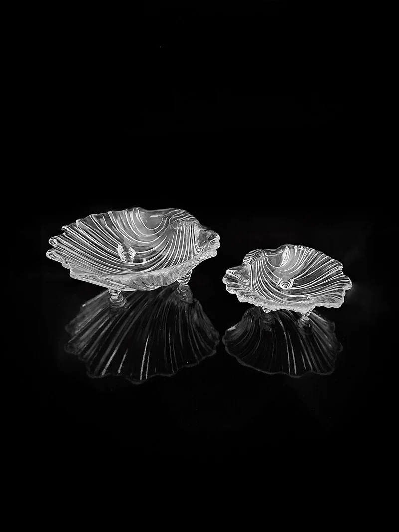1980s Shell Shaped Crystal Glass Bowl Collection