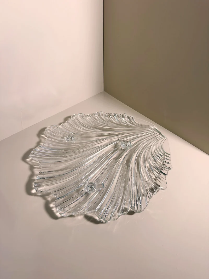 1980s Shell Shaped Crystal Glass Bowl Collection