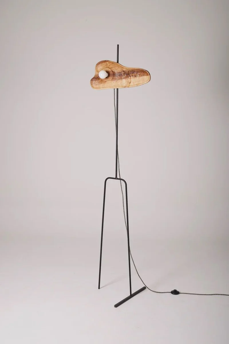 Sculpted Wallnut 'Oiseau' Steel Floor Lamp