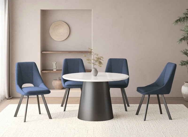 Lot de 4 chaises effet peau de mouton bleu NARCISSE