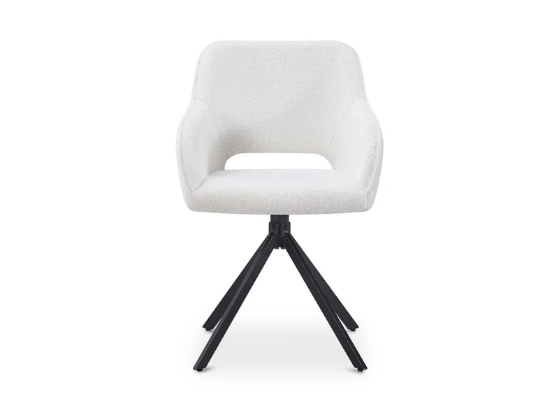 Lot de 2 chaises pivotantes design en tissu bouclette blanc écru CIEL