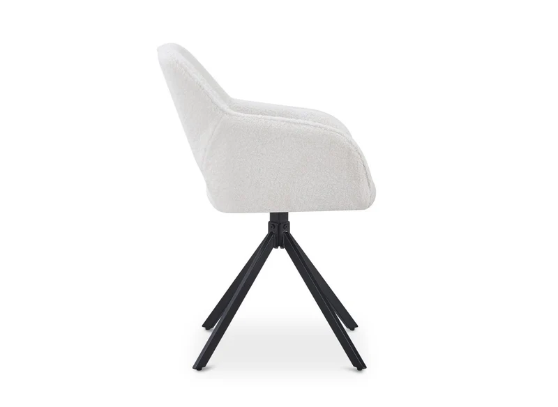 Lot de 2 chaises pivotantes design en tissu bouclette blanc écru CIEL