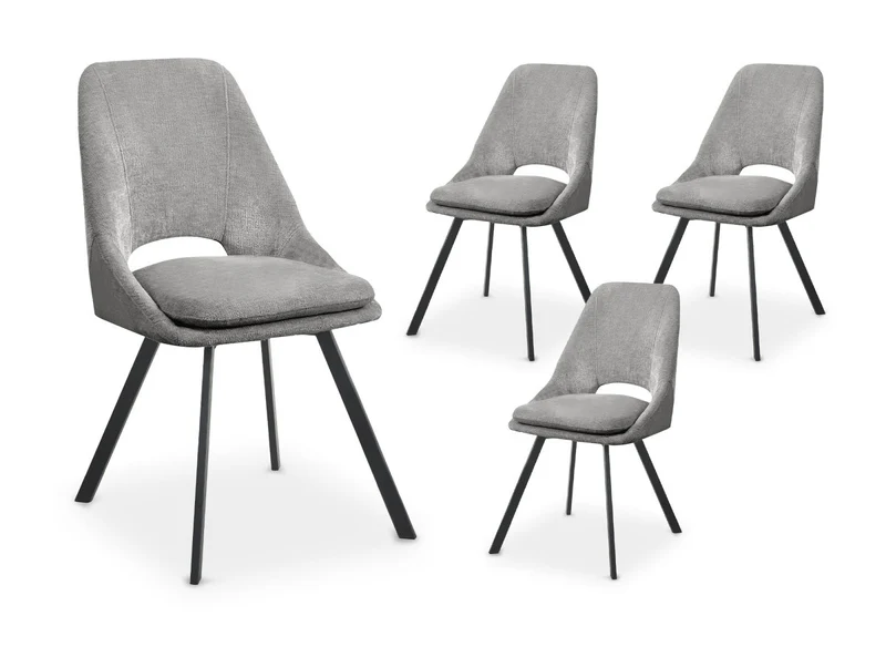 Lot de 4 chaises en velours texturé gris NARCISSE