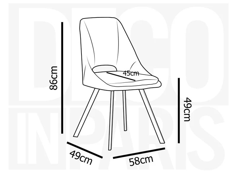Lot de 4 chaises en velours texturé gris NARCISSE