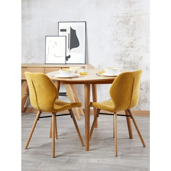Chaise tissu soft touch moutarde