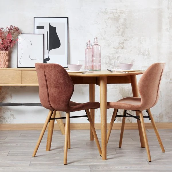 Chaise tissu soft touch acajou