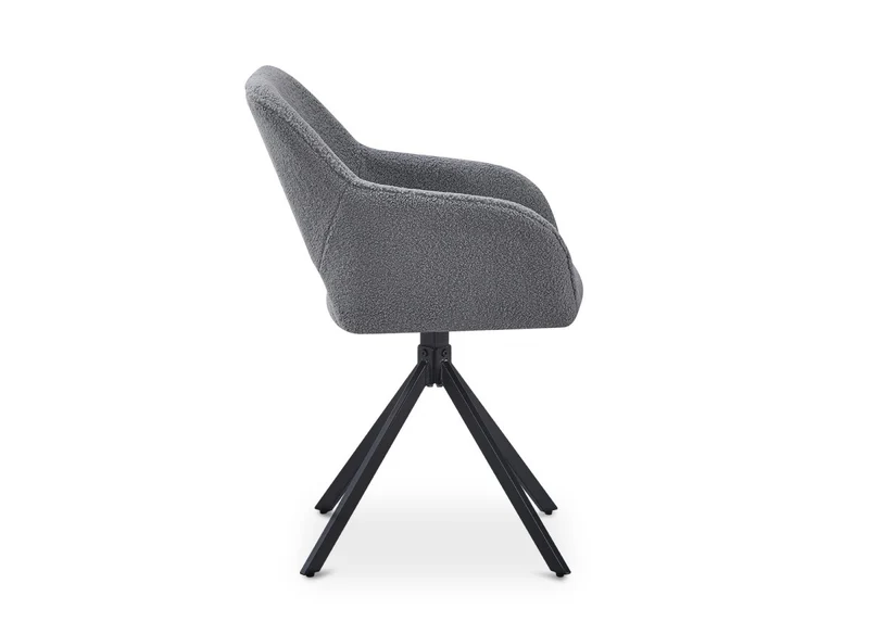 Lot de 2 chaises pivotantes design en tissu bouclette gris CIEL