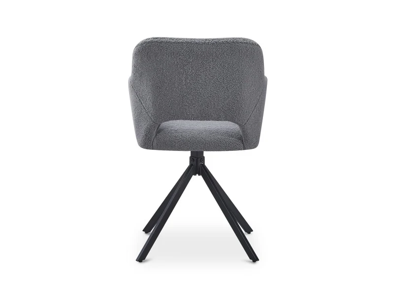 Lot de 2 chaises pivotantes design en tissu bouclette gris CIEL