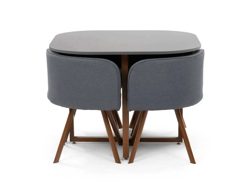 Ensemble table + 4 chaises encastrables grises FLEN