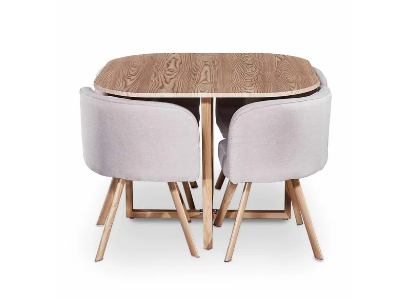 Ensemble table + 4 chaises encastrables beige FLEN