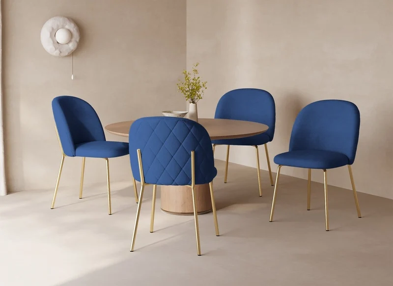 Lot de 2 chaises design en velours bleu KENNETH