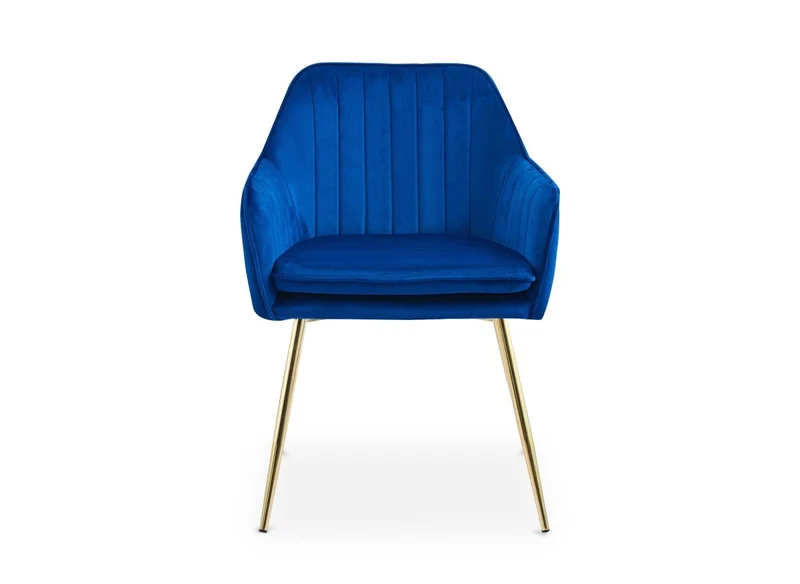 Lot de 2 chaises avec accoudoirs en velours bleu EDWIGE