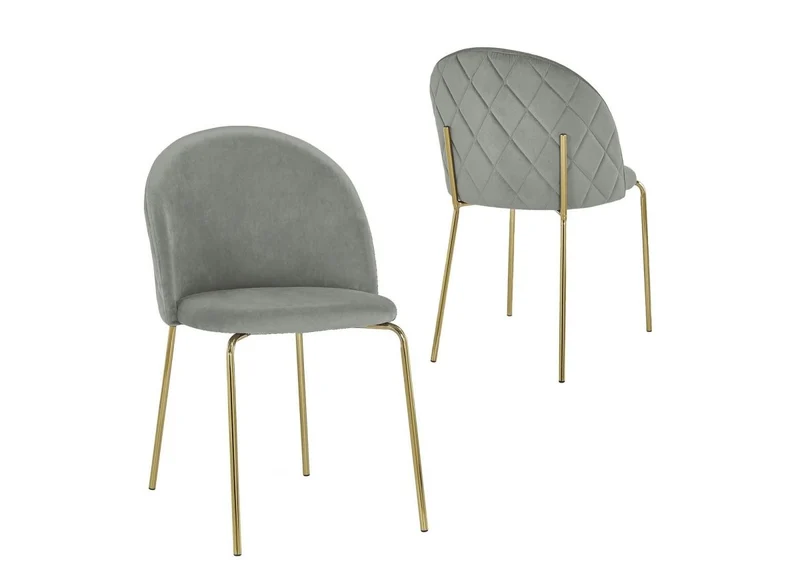 Lot de 2 chaises design en velours gris KENNETH