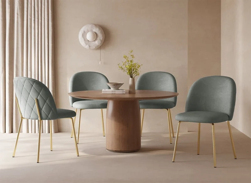 Lot de 2 chaises design en velours gris KENNETH