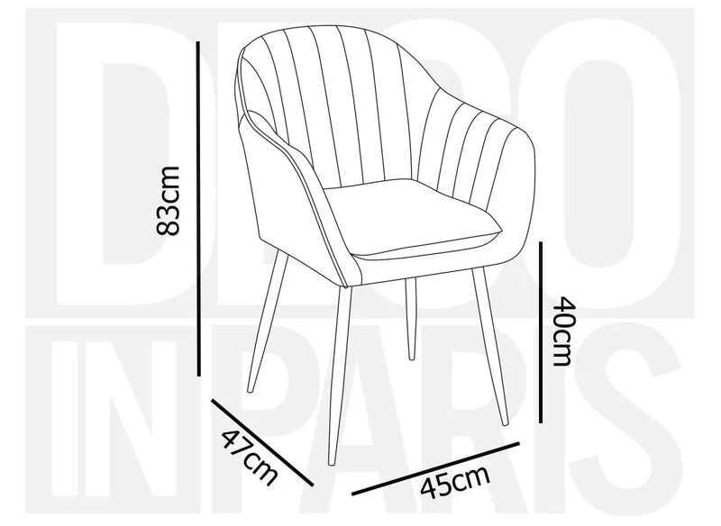 Lot de 2 chaises avec accoudoirs en velours gris EDWIGE