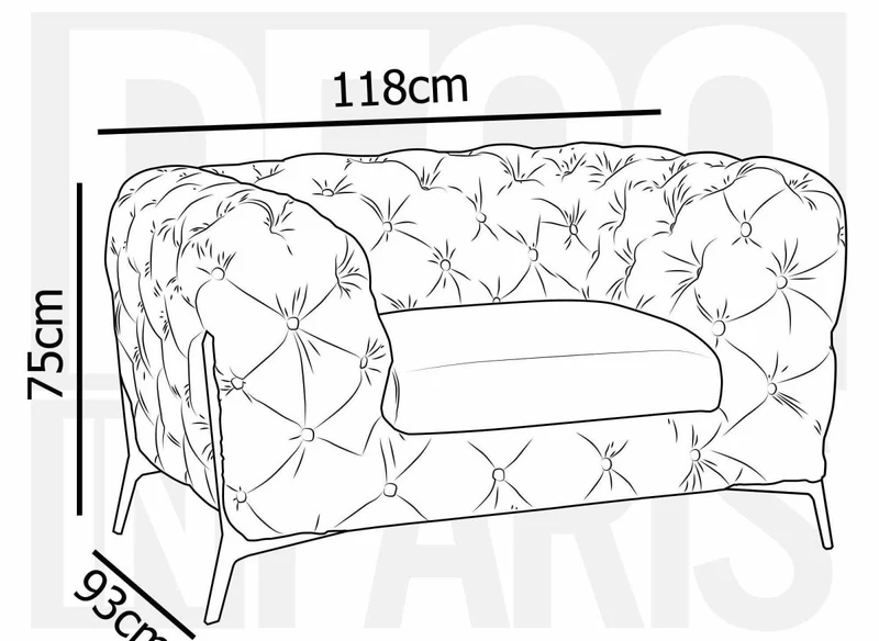 Fauteuil capitonné chesterfield velours bleu CARMEN