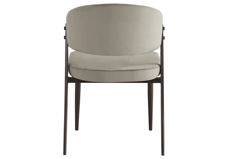 Chaise de table velours taupe pieds noyer - Alba x4