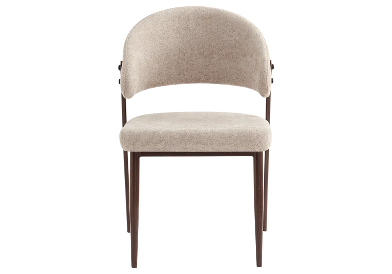Chaise de table velours marron glacé pieds noyer - Alba x4