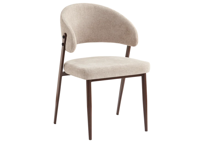 Chaise de table velours marron glacé pieds noyer - Alba x4
