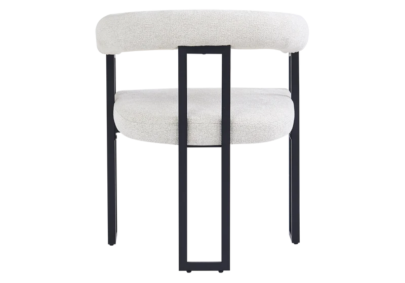 Fauteuil de table tissu chiné crème pieds noirs - Soho x4