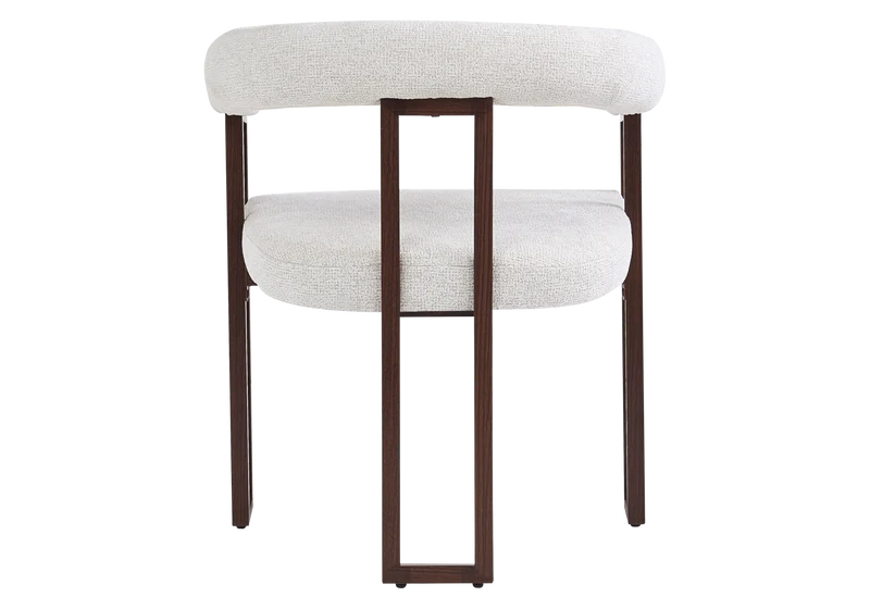 Fauteuil de table tissu chiné écru pieds noyer - Soho x4