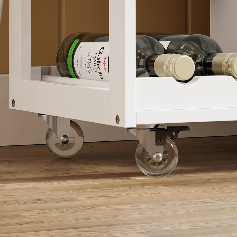SoBuy FKW45-E-WN Desserte de Cuisine avec Prise Intégrée – 2 Prises + 2 USB, Casier à Bouteilles, Roulettes ou Pieds, 63 kg, Blanc et Bois