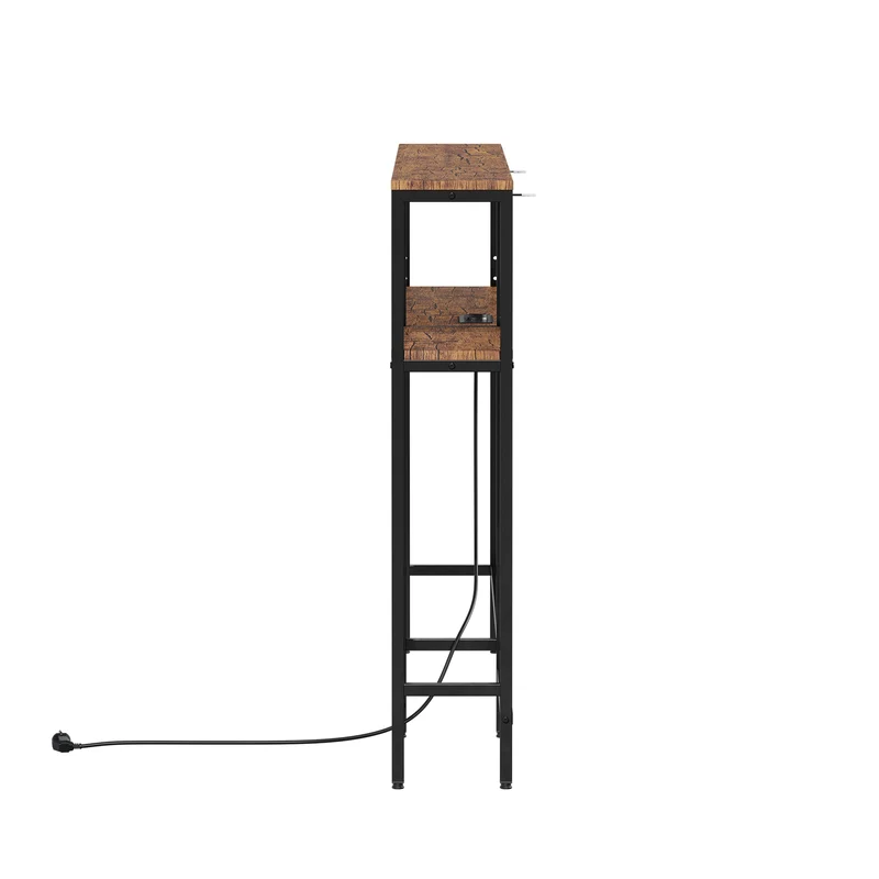 SoBuy FSB105-E-N Console Étroite 180 × 20 × 100 cm avec USB, USB-C et 2 Prises – Montage Droit ou Angle, Noir