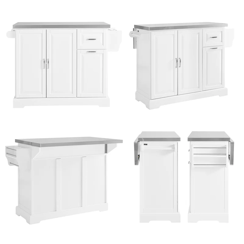 SoBuy FKW128-ST Desserte Cuisine avec Roulettes et Plan de Travail Extensible, Mobile, pour Cuisine et Salle à Manger, Pratique – L130×P46/71×H91 cm, Blanc