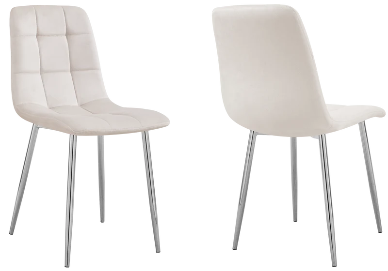 Chaises en velours beige capitonnées - Milan x4