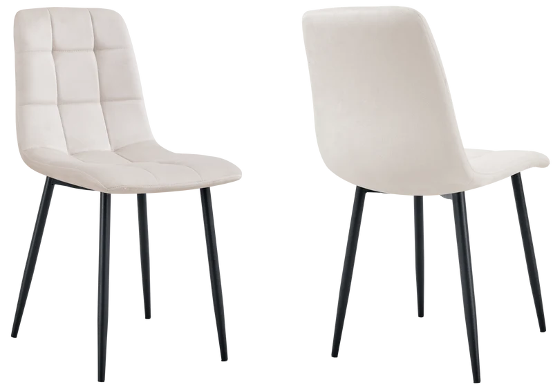 Chaises en velours beige capitonnées - Milan x4
