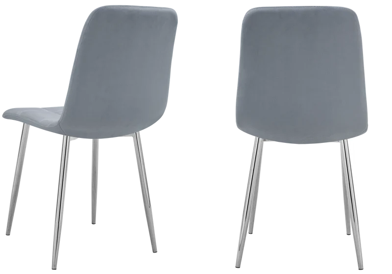 Chaises en velours gris capitonnées - Milan x4