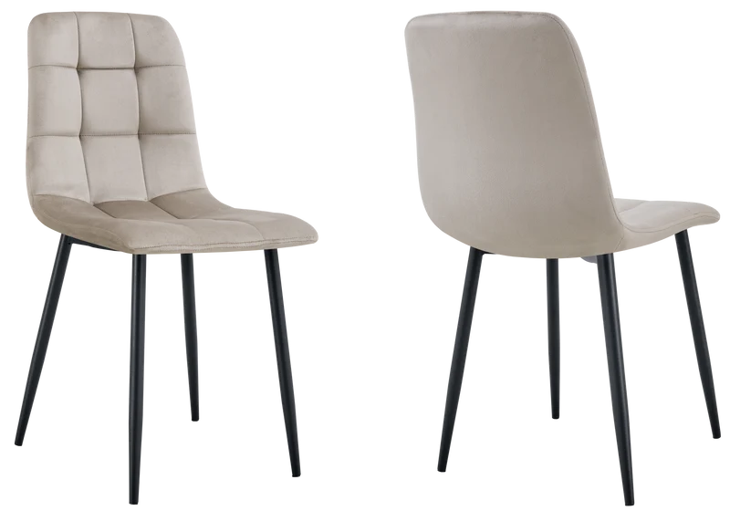 Chaises en velours taupe capitonnées - Milan x4