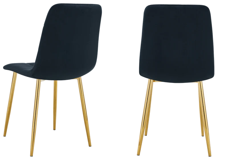Chaises en velours noir capitonnées - Milan x4