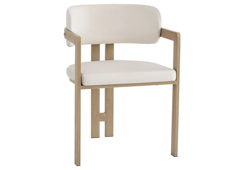 Fauteuil de table velours beige bois clair - Lyra x2