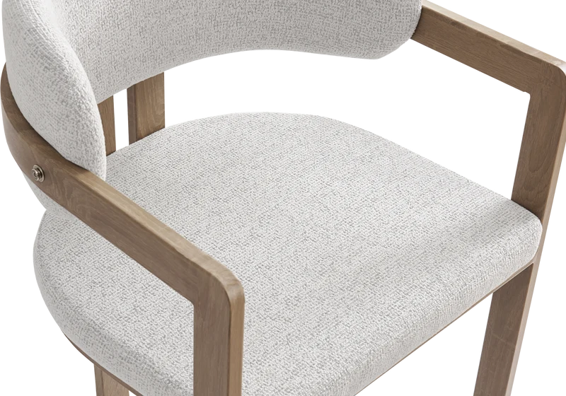 Fauteuil de table bouclé beige bois clair - Lyra x2