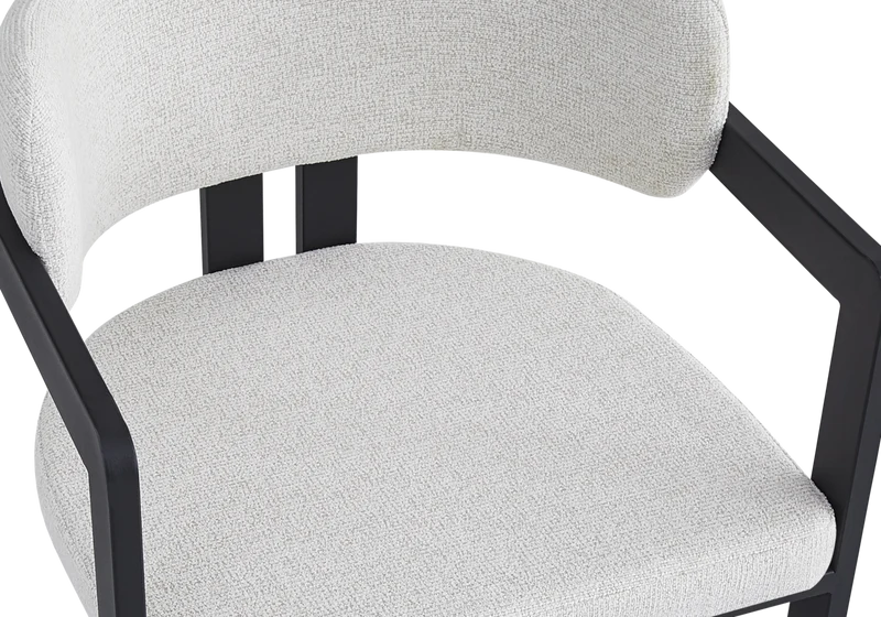 Fauteuil de table bouclé beige pieds noirs - Lyra x2