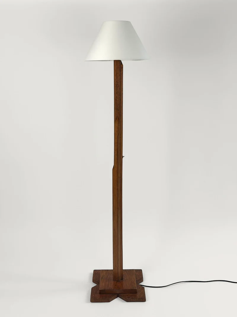 Vintage Art-Deco Wood Floor Lamp