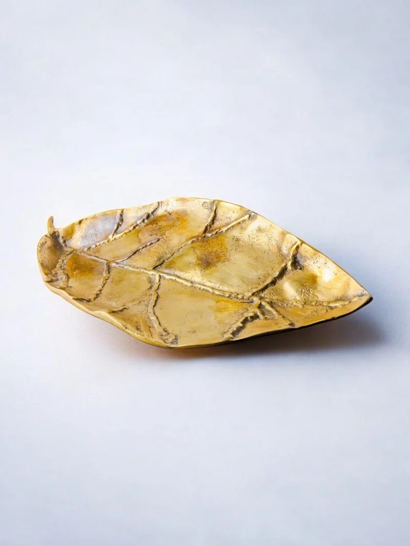 Brutalist Leaf Tray by David Marshall in Bronze, 1980s