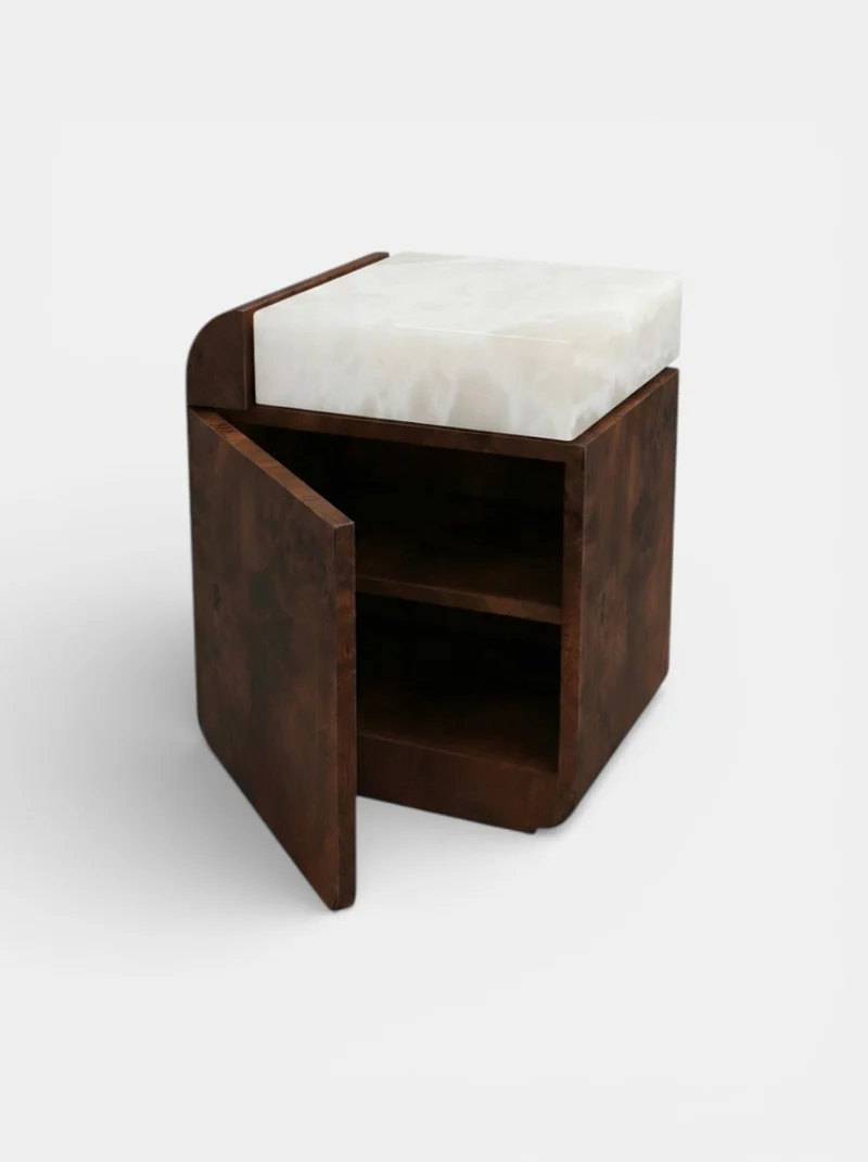 'Amo' Wooden and Marble Storage Table
