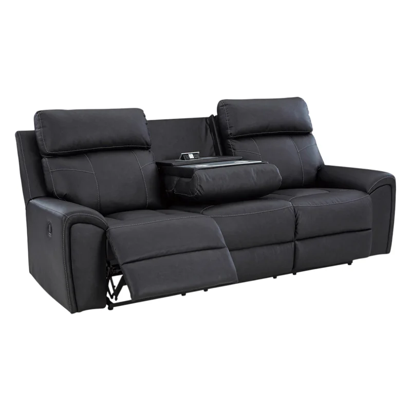 Sofa inclinable aspect cuir noir avec table centrale rabattable - Montacute