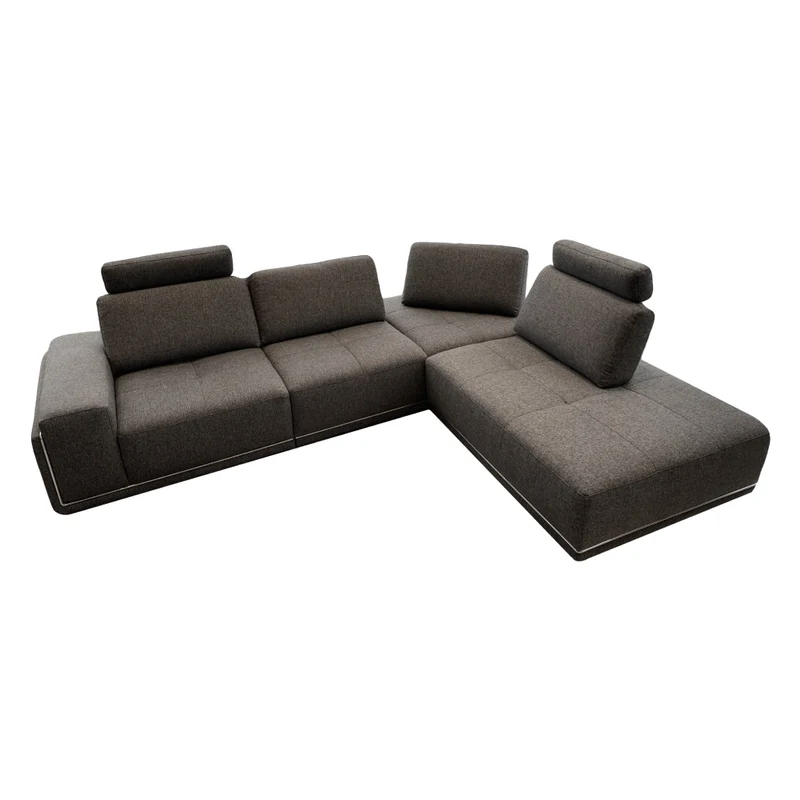 Sectionnel en tissu gris avec dossiers amovibles - KF.2606