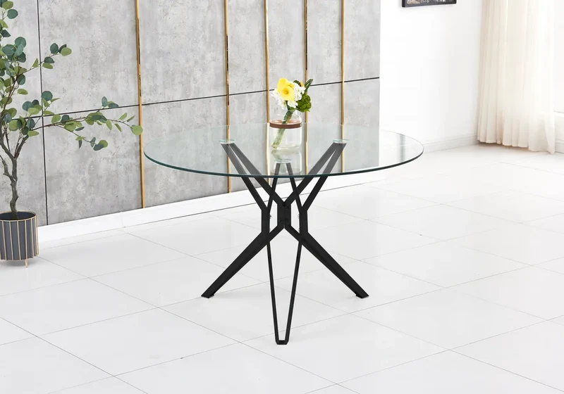 Table ronde noire verre trempé - Iva