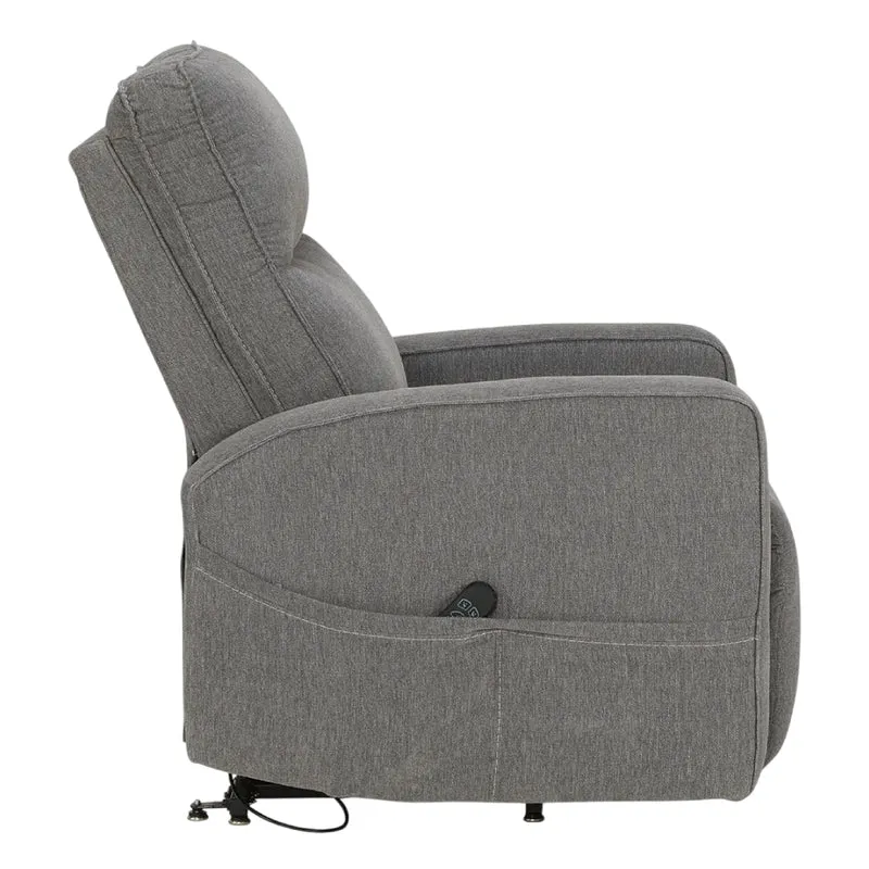 Fauteuil lève-personne inclinable motorisé en tissu gris avec siège chauffant et massant - Starganza