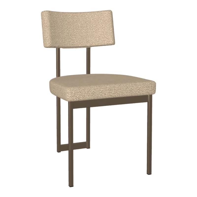 Chaise de salle à manger rembourrée en tissu beige - Lucas