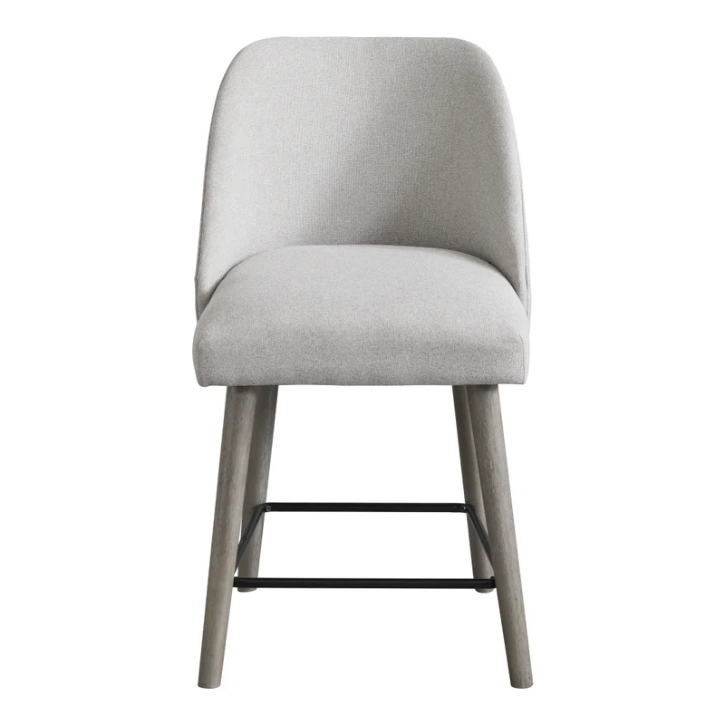 Ensemble de 2 tabourets de bar rembourrés en tissu texturé gris pâle - Ronstyne