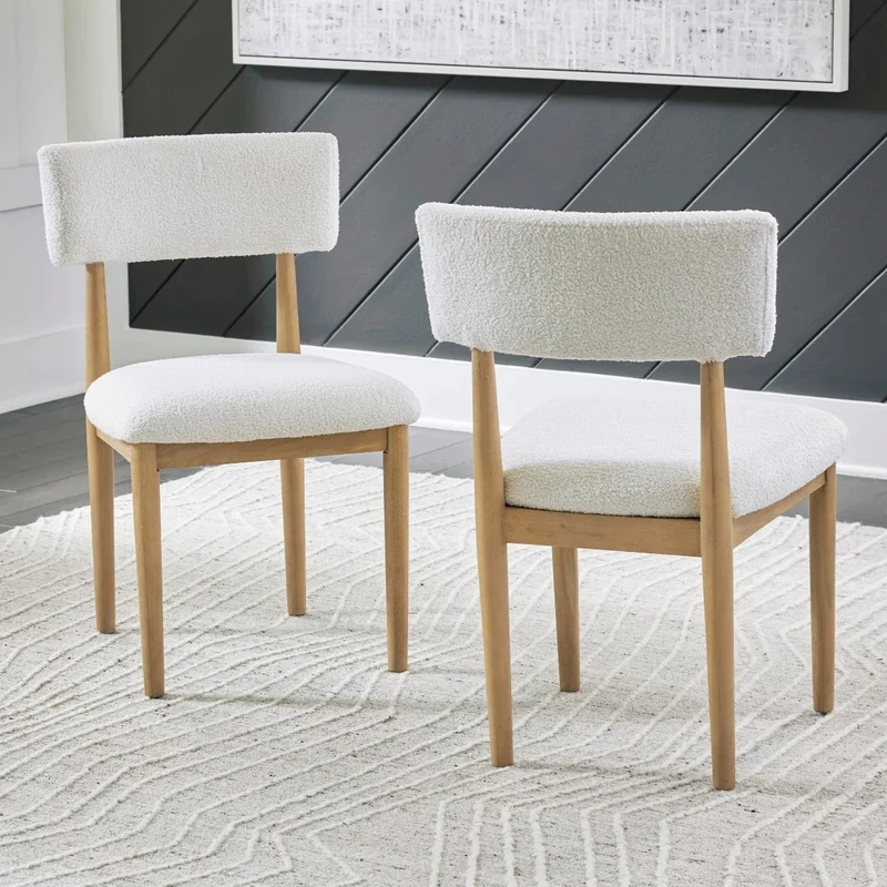 Ensemble de 2 chaises de salle à manger rembourrées en tissu blanc - Sawdyn