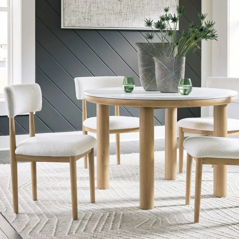 Ensemble de 2 chaises de salle à manger rembourrées en tissu blanc - Sawdyn