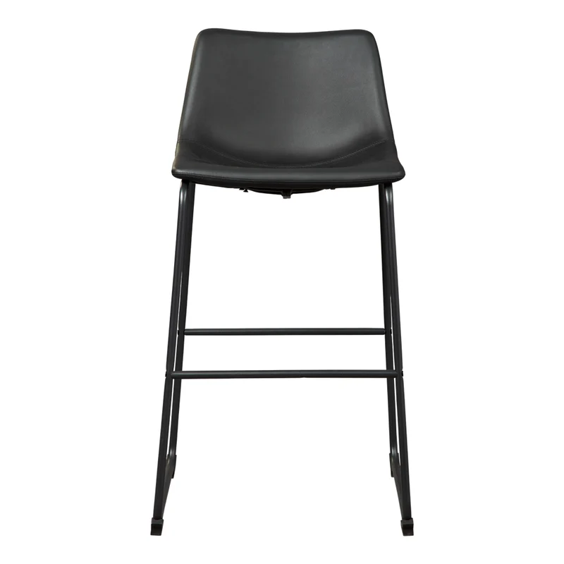 Ensemble de 2 tabourets de comptoir aspect cuir noir - Centiar