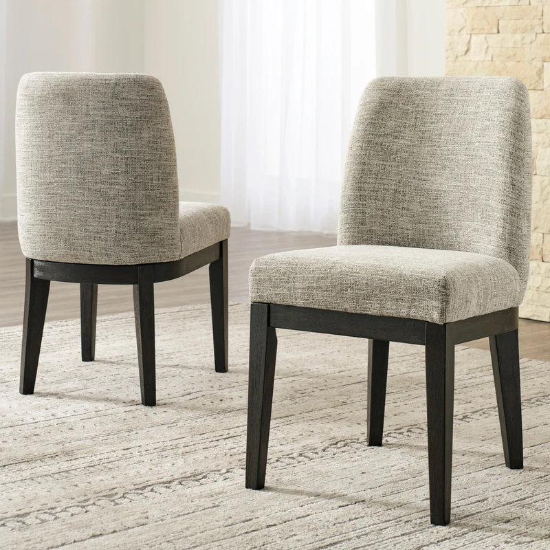 Ensemble de 2 chaises de salle à manger rembourrées en tissu beige - Burkhaus