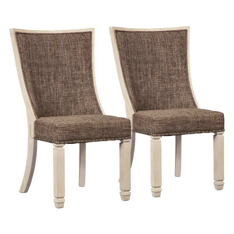 Ensemble de 2 chaises de salle à manger rembourrées en tissu brun - Bolanburg
